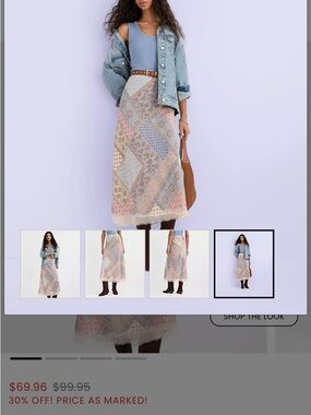 LOFT Mixed Floral & Paisley Patchwork Top - Light Blue & Dusty Pink